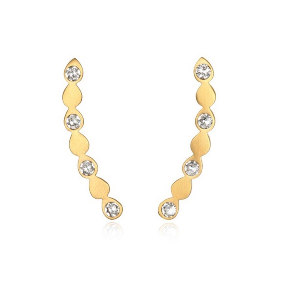 Satya White Topaz Gold “Ear Climber” Earrings NWT